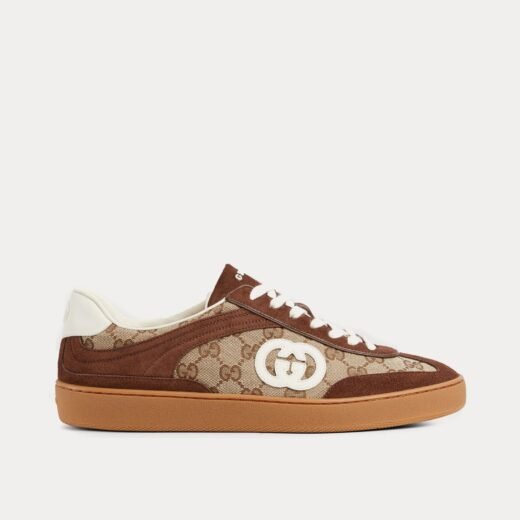 Gucci Baskets basses G75 en daim et toile GG marron foncé – 35
