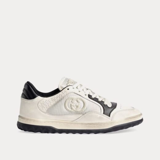 Gucci Baskets basses MAC80 en cuir blanc cassé/noir – 35