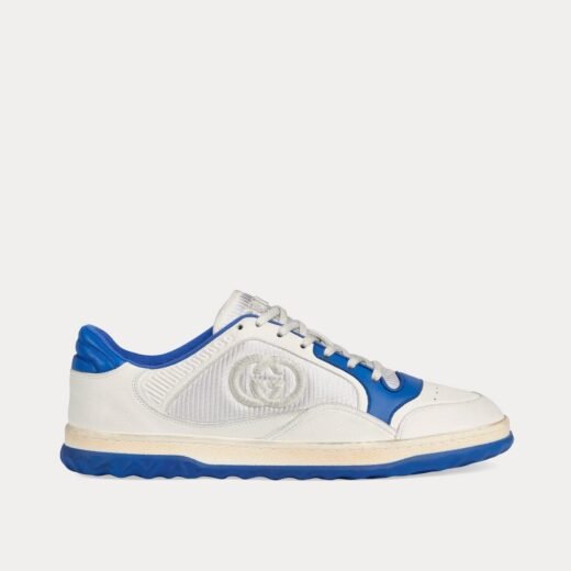 Gucci Baskets basses MAC80 en cuir blanc cassé/bleu – 35