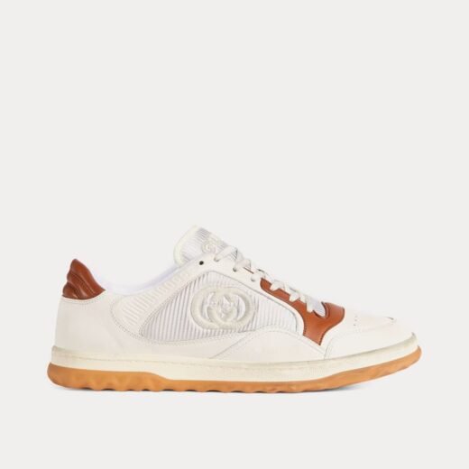 Gucci Baskets basses MAC80 en cuir blanc cassé/marron – 35