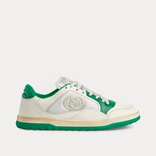 Gucci Baskets basses MAC80 en cuir blanc cassé/vert – 35