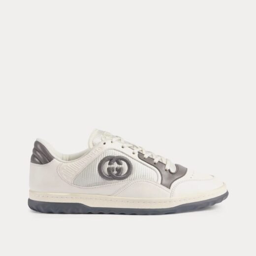 Gucci Baskets basses MAC80 en cuir blanc cassé/gris – 35