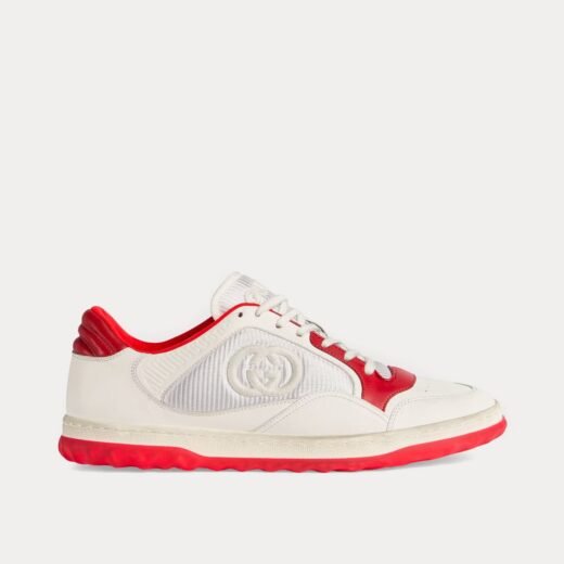 Gucci Baskets basses MAC80 en cuir blanc cassé/rouge – 35