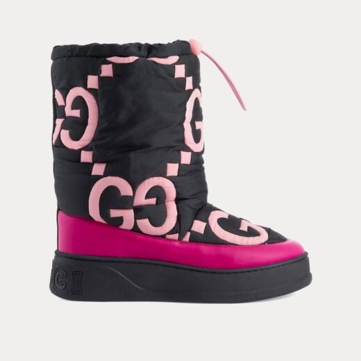 Gucci Bottes longues matelassées noires et roses en nylon GG de – 35