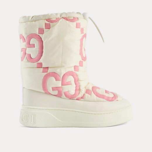Gucci Bottes longues matelassées blanches et roses en nylon GG de – 35