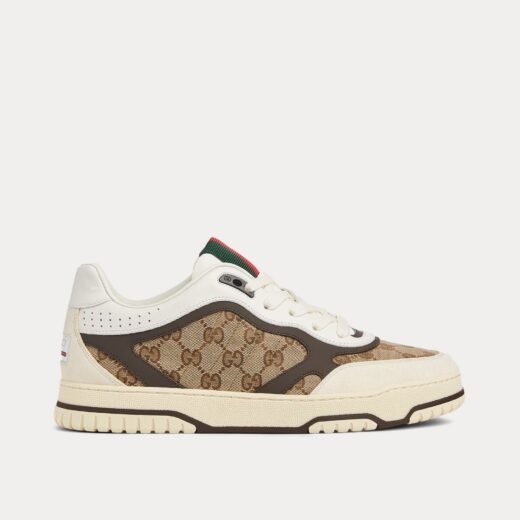 Gucci Baskets basses Re-Web en cuir et toile GG originales blanches