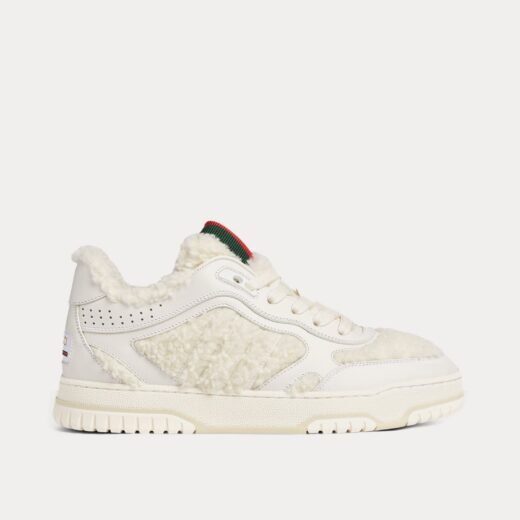 Gucci Baskets basses blanches Re-Web en tissu effet laine mérinos – 35