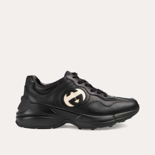 Gucci Baskets basses noires Rhyton Interlocking G – 35