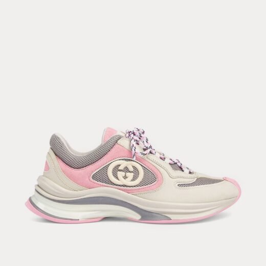 Gucci Baskets basses Run GG en daim ivoire/rose – 35