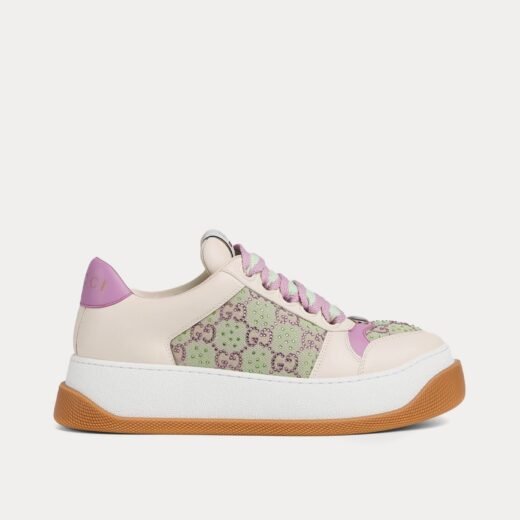 Gucci Baskets basses Screener GG Crystal Canvas beiges/violettes – 35