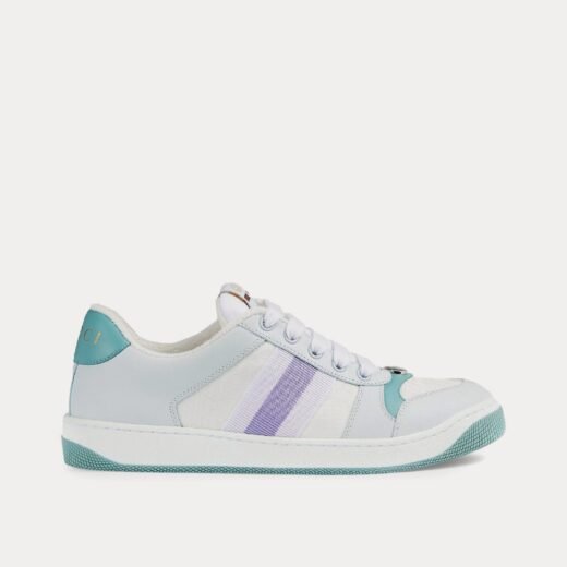 Gucci Baskets basses Screener en toile bleu clair/blanc – 35