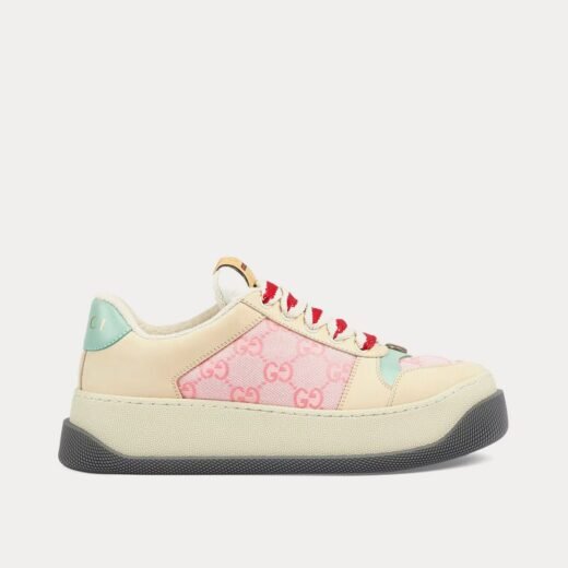 Gucci Baskets basses Screener GG en toile rose/beige – 35