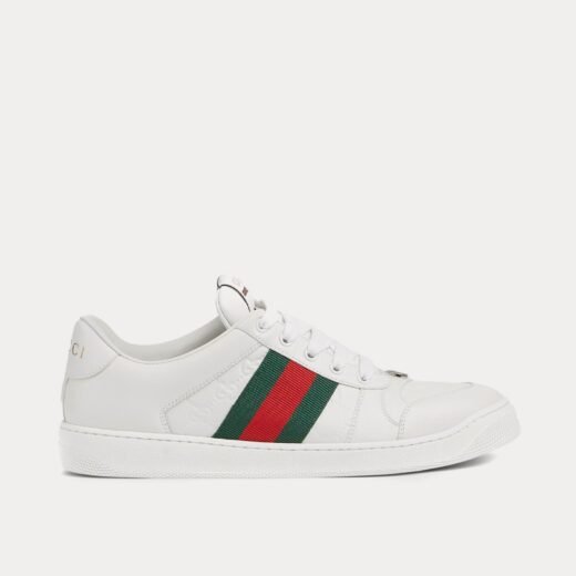 Gucci Baskets basses blanches en cuir Screener avec bande Web – 35