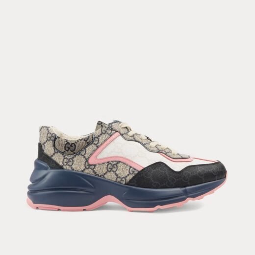 Gucci Baskets basses GG Rhyton beiges/bleues – 35