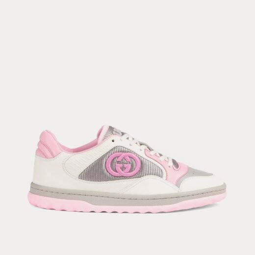 Gucci Baskets basses MAC80 en cuir blanc cassé/rose – 35
