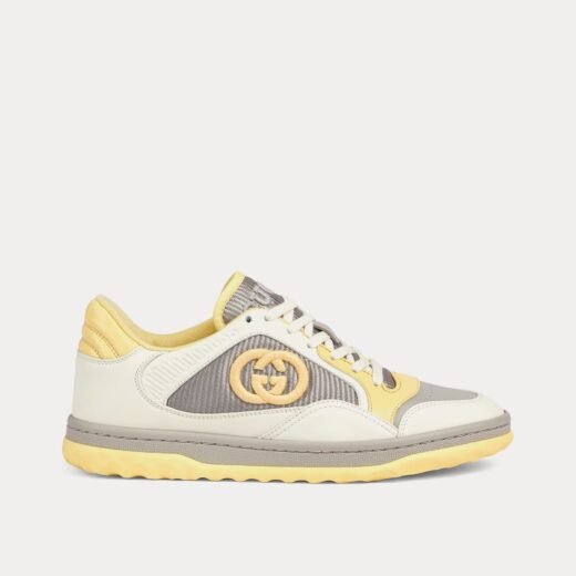 Gucci Baskets basses MAC80 en cuir blanc cassé/jaune – 35