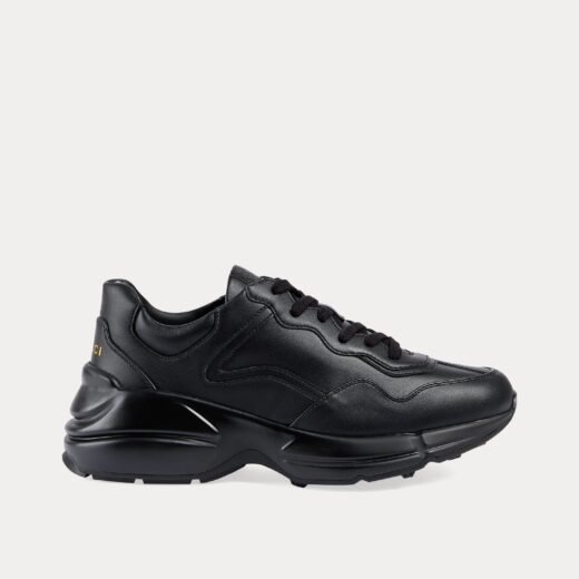 Gucci Baskets basses Rhyton en cuir noir – 35
