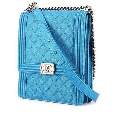 Sac bandoulière Chanel en cuir matelassé bleu