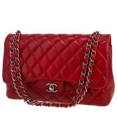 Sac bandoulière Chanel Timeless Jumbo en cuir matelassé bordeaux