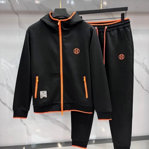 Hermès Ensemble jogging Noir et orange