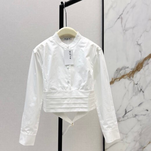 Alaïa Chemise blanche à taille plissée