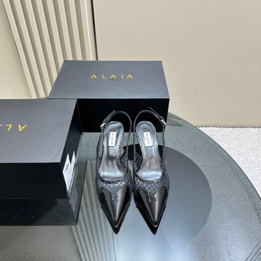 Alaïa Escarpins slingback en mesh noirs