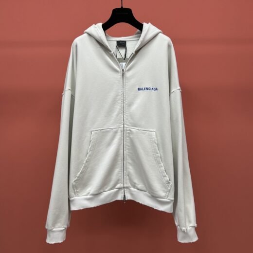 Balenciaga Logo hoodie zippé – Blanc cassé