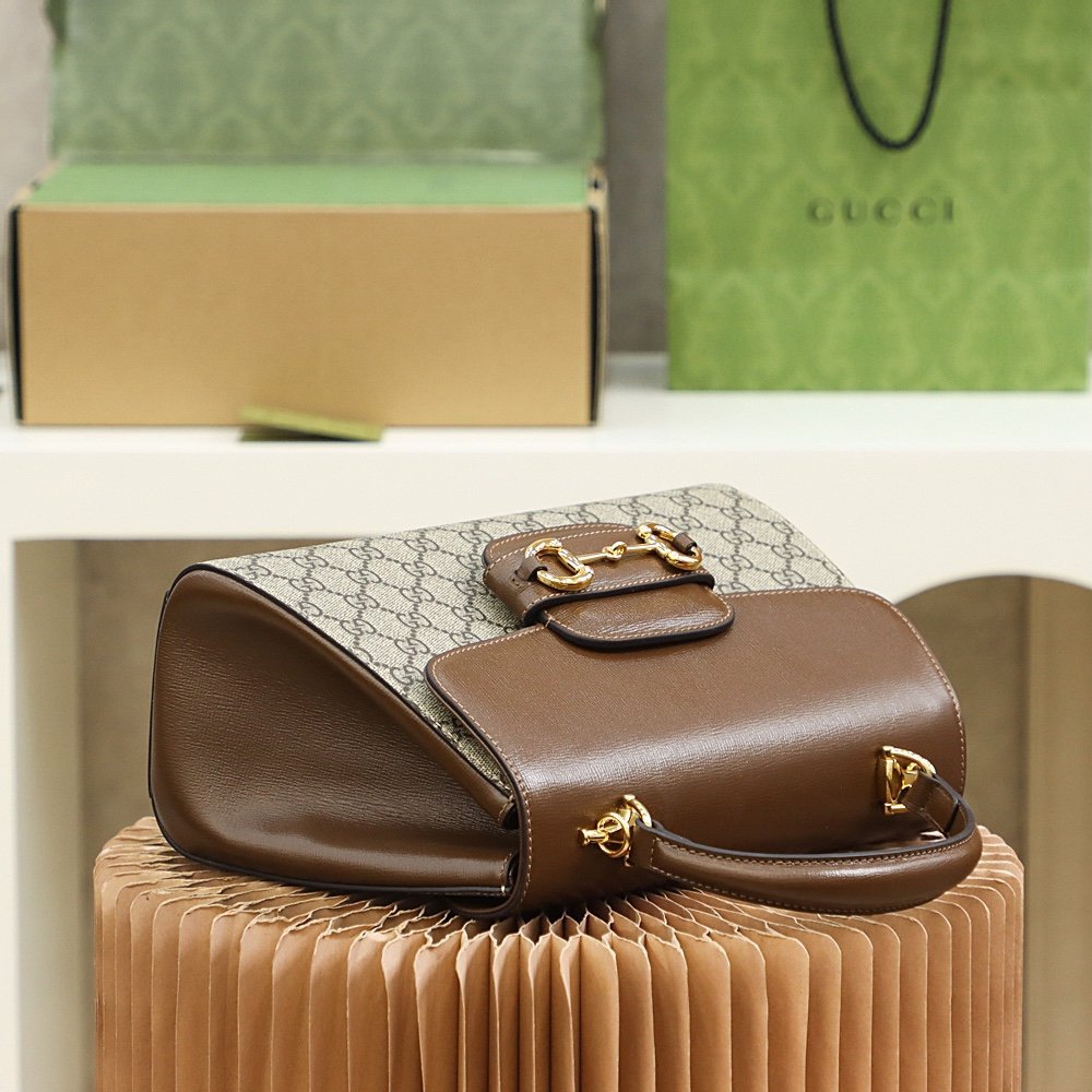 Gucci Horsebit 1955 sac à main GG beige et marron – Image 7