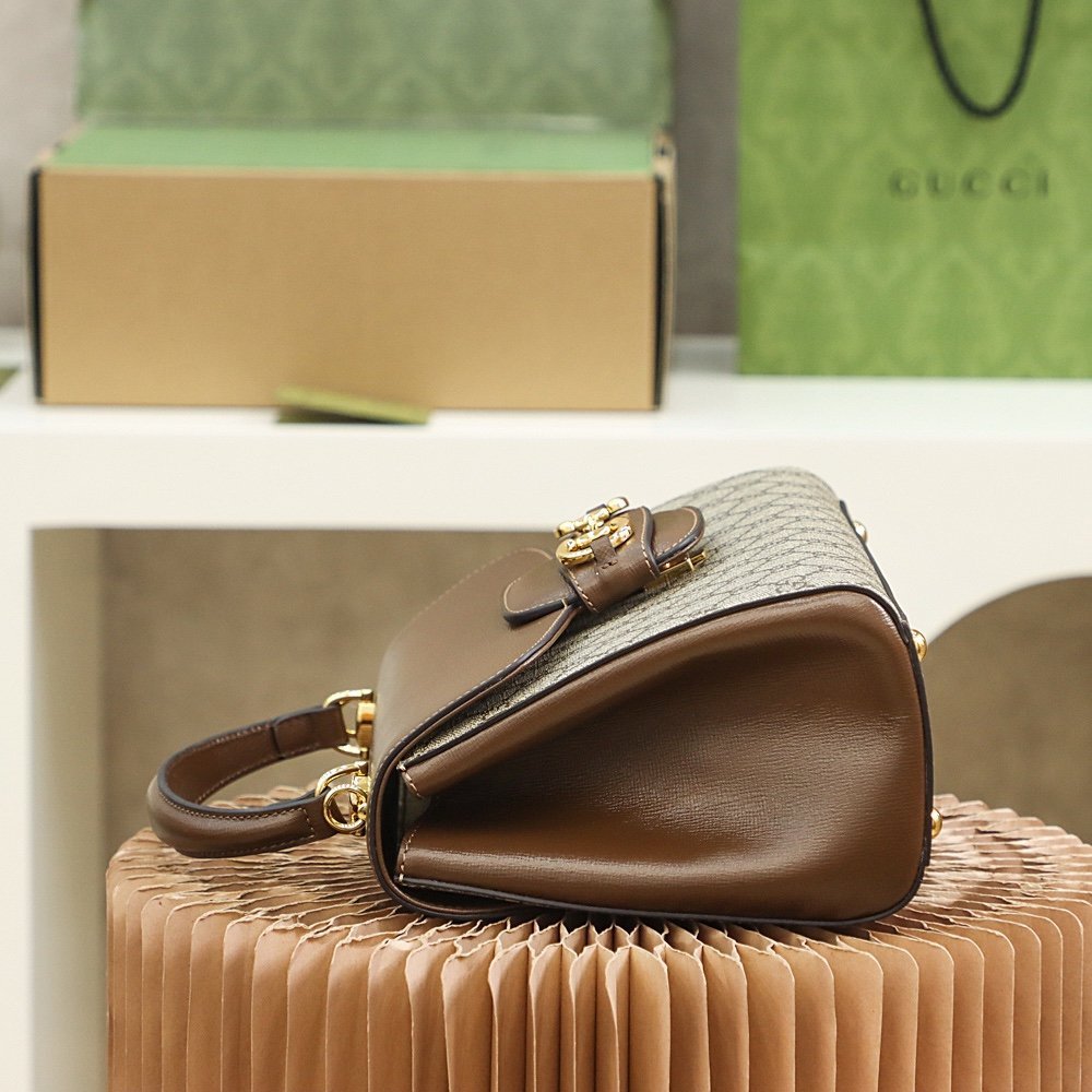 Gucci Horsebit 1955 sac à main GG beige et marron – Image 8