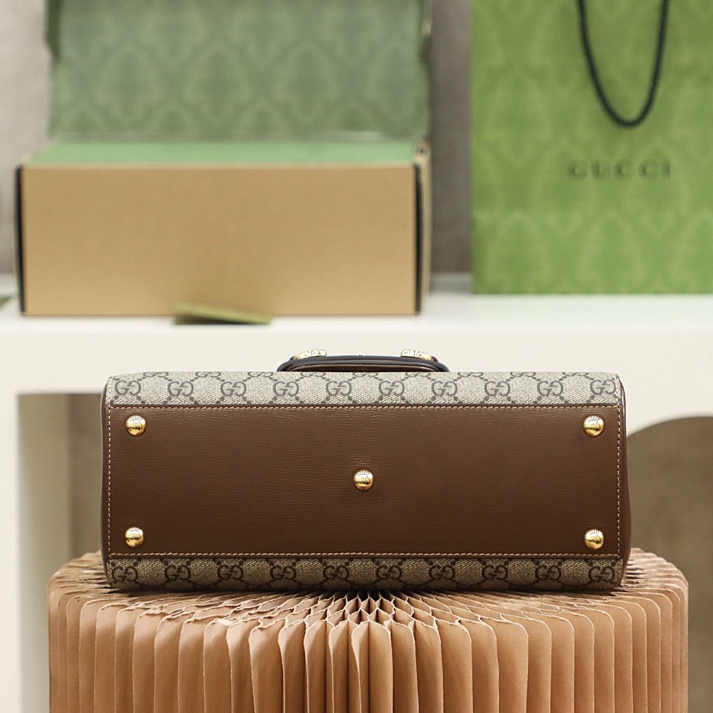 Gucci Horsebit 1955 sac à main GG beige et marron – Image 9