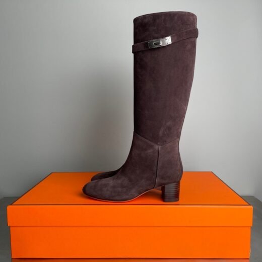 Hermès Story 50 – Brun prune / noir / beige clair