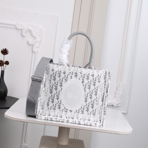 Dior Book Tote Oblique – Gris et blanc