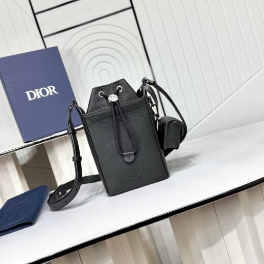 Dior Drawstring Bag cuir – Noir