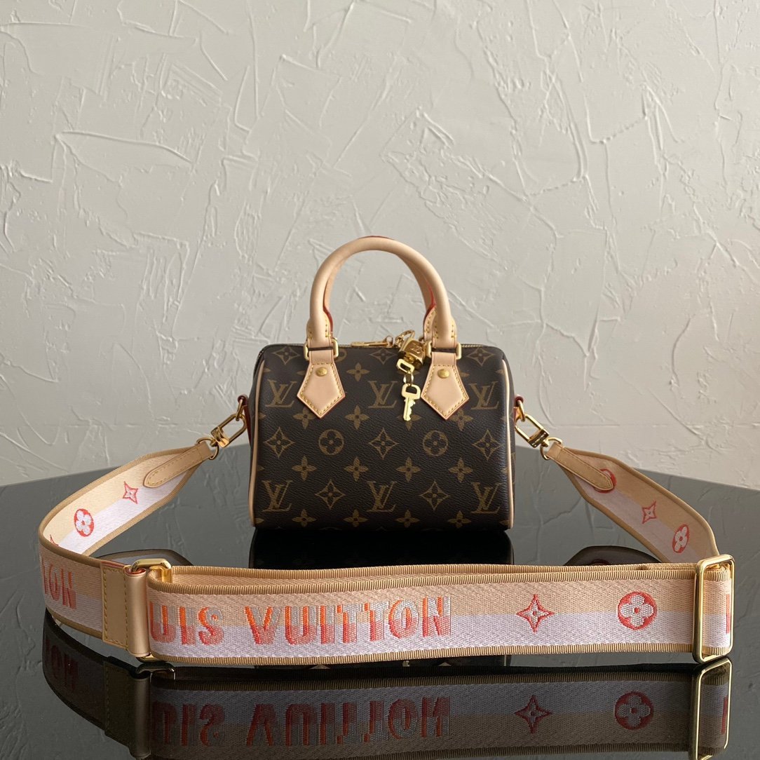 Louis Vuitton sac à main Monogram marron avec bandoulière rose