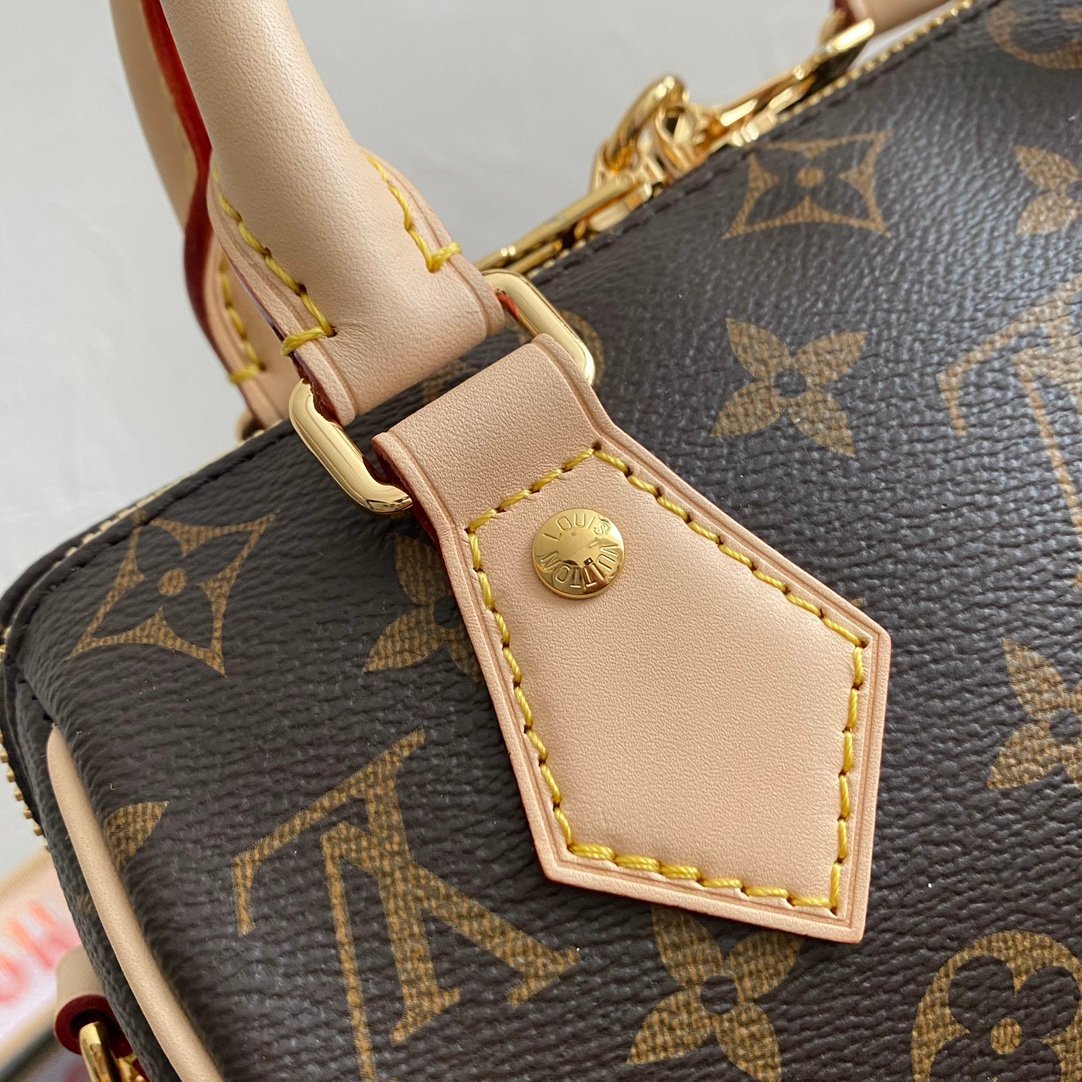 Louis Vuitton sac à main Monogram marron avec bandoulière rose – Image 4