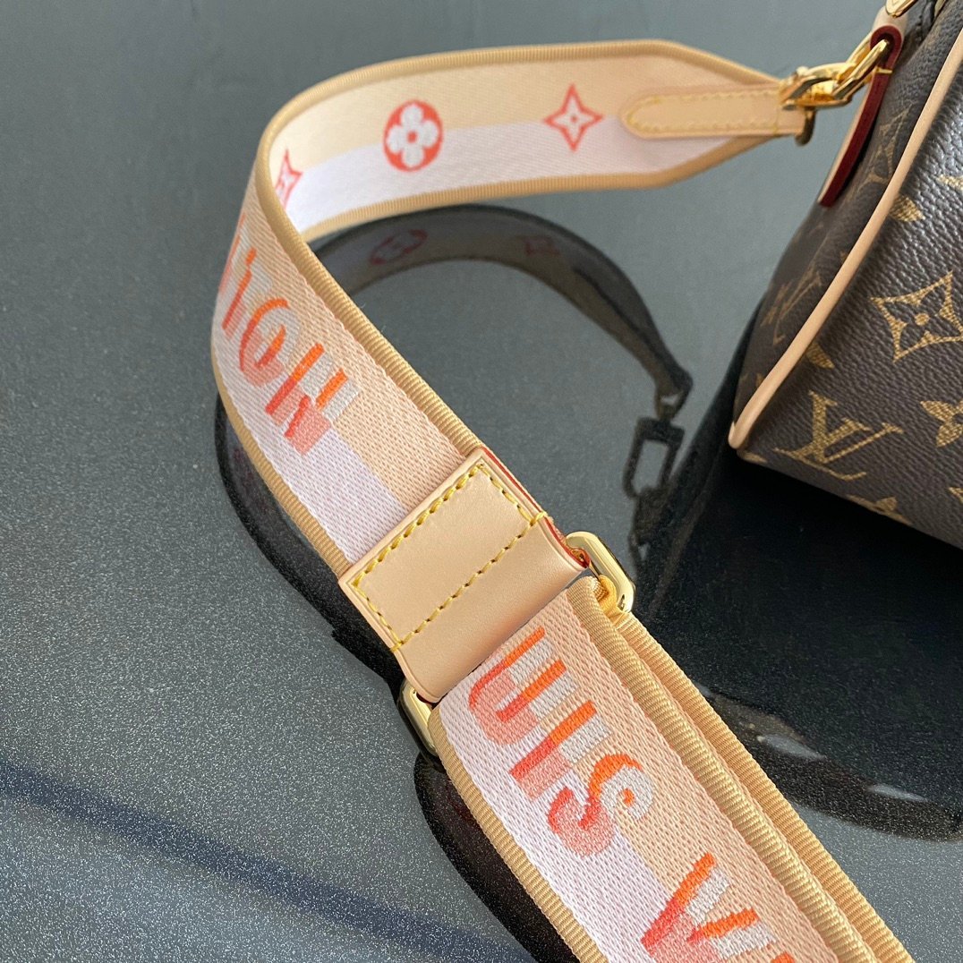 Louis Vuitton sac à main Monogram marron avec bandoulière rose – Image 7