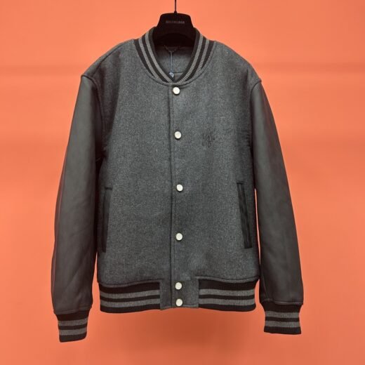 Balenciaga veste varsity grise à manches contrastées